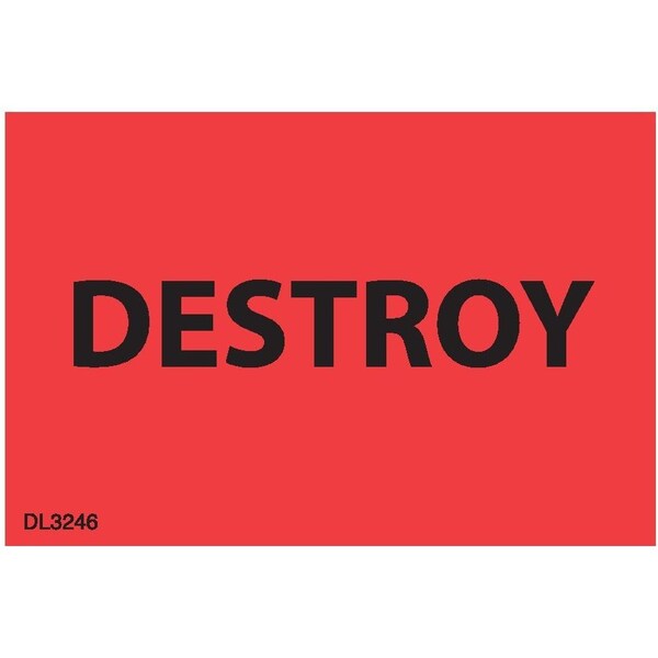 Decker Tape Products Label, DL3246, DESTROY, 2" X 3" DL3246 - main